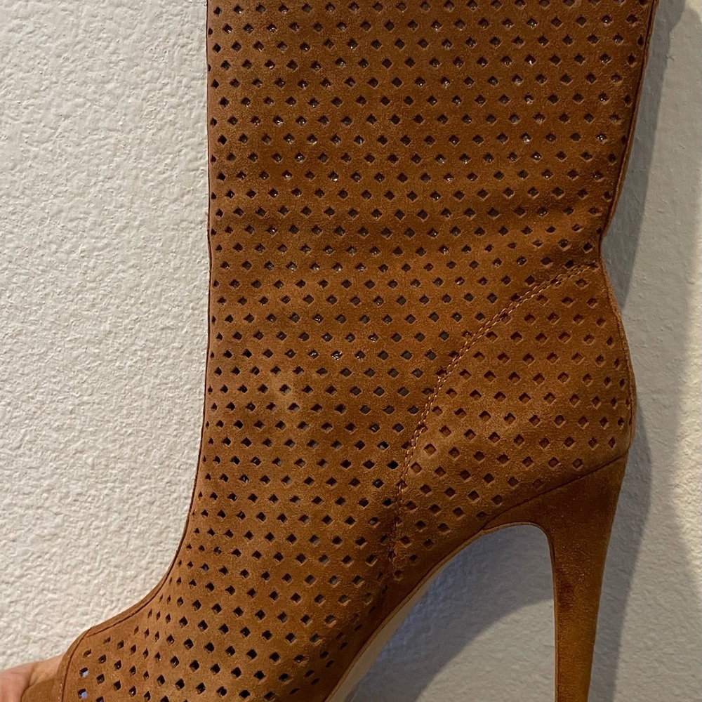 BCBGeneration Tan Perforated Heeled Boots